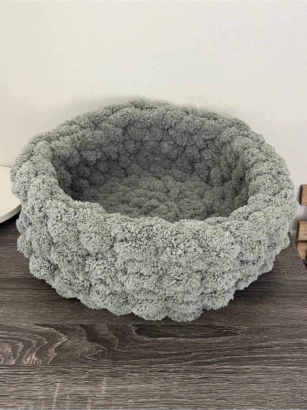 Sage Green Chunky Chenille Pet Basket- 16 inches outer diameter